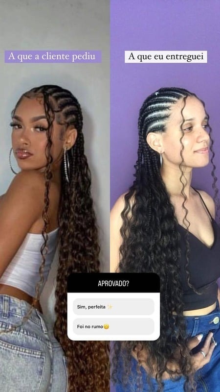Comparativo entre o que a cliente pediu e o resultado entregue por Maria Clara Lima