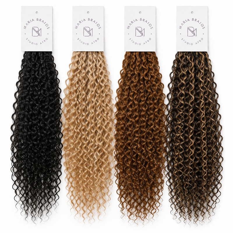Cabelos orgânicos MB com etiqueta Maria Braids Studio Afro